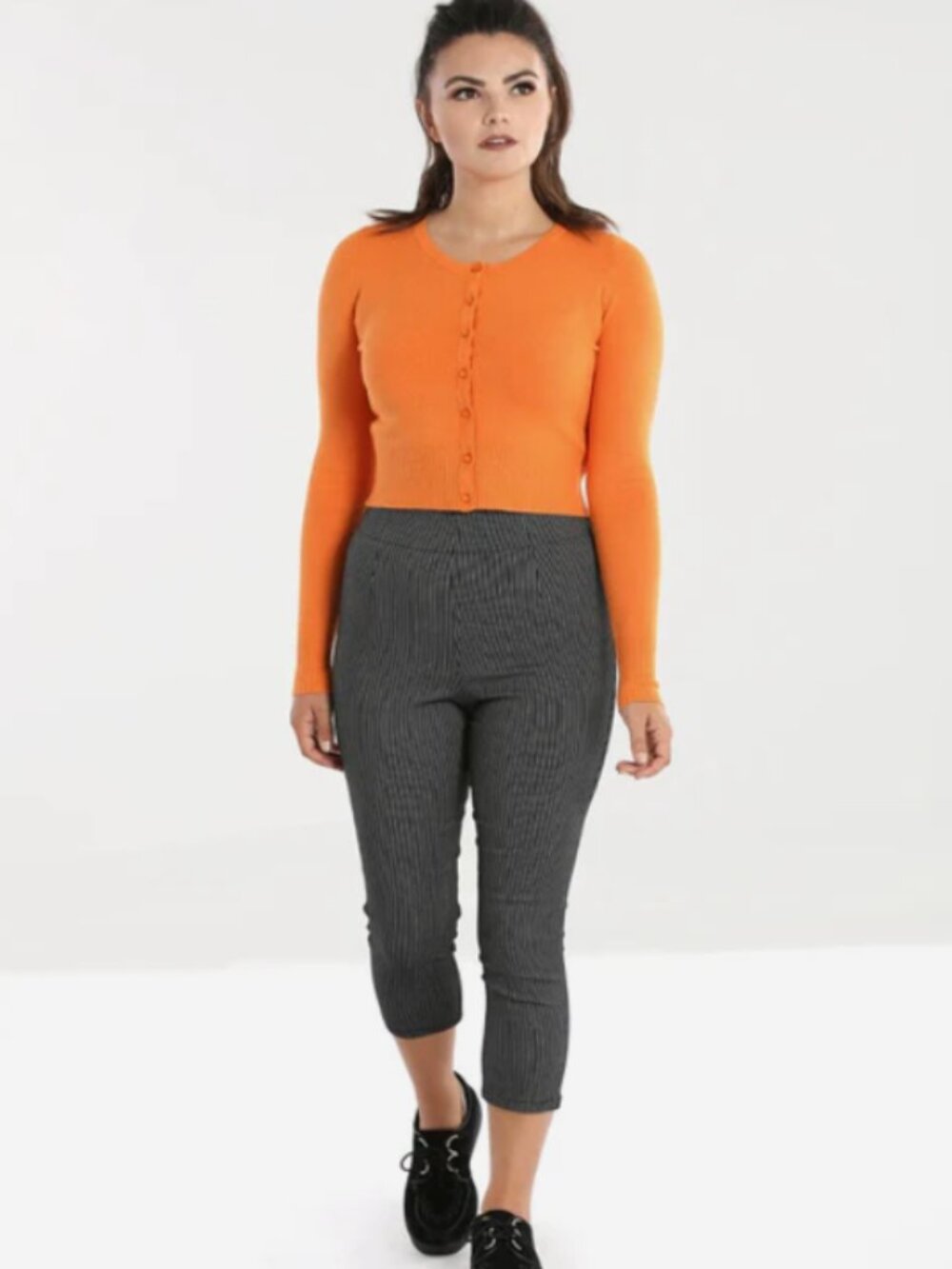 Hell Bunny Black Pin Stripe Capri Pants